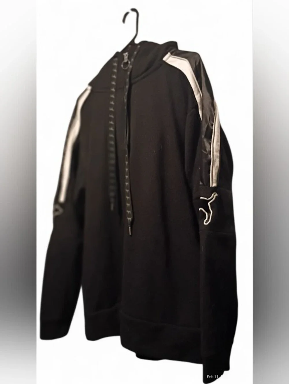 RARE Victoria's Secret PINK Sherpa Lined Campus Quarter Zip Hoodie Black - Picture 9 of 10